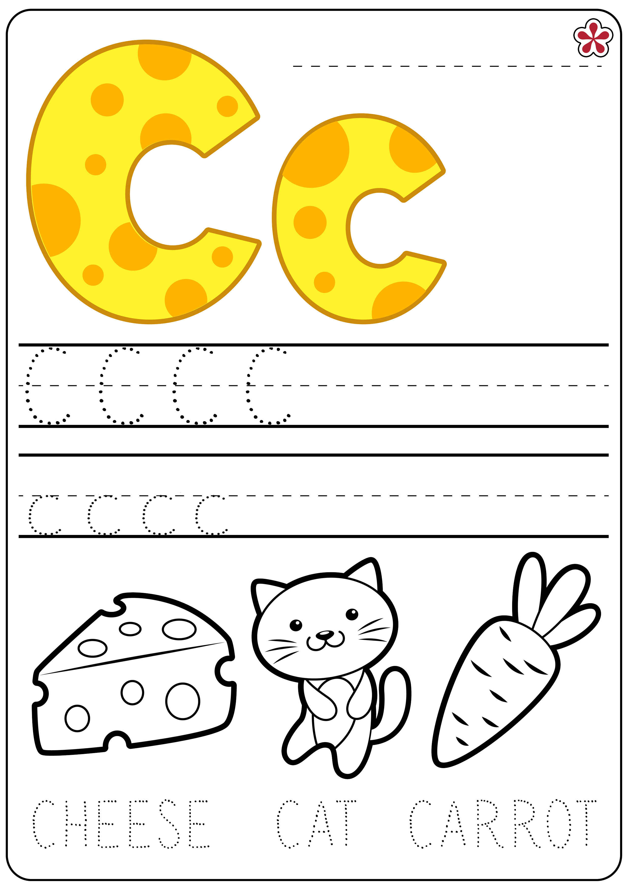 Tracing and Writing Letter C Worksheet