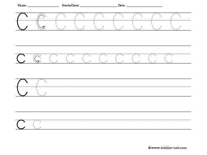 tracing letter c worksheet