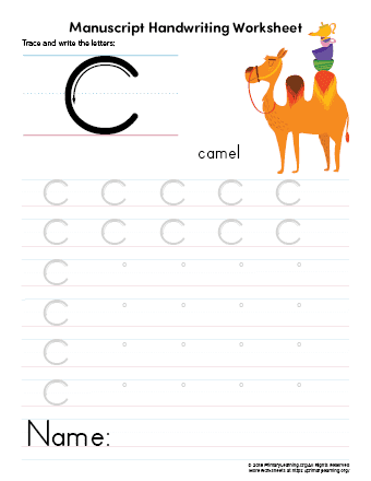tracing letter c worksheet
