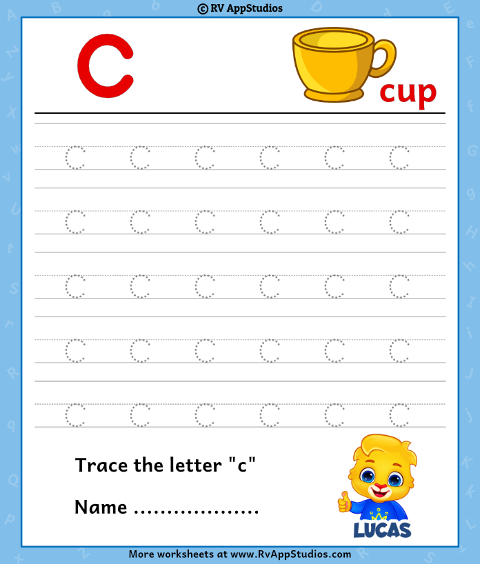 tracing letter c worksheet