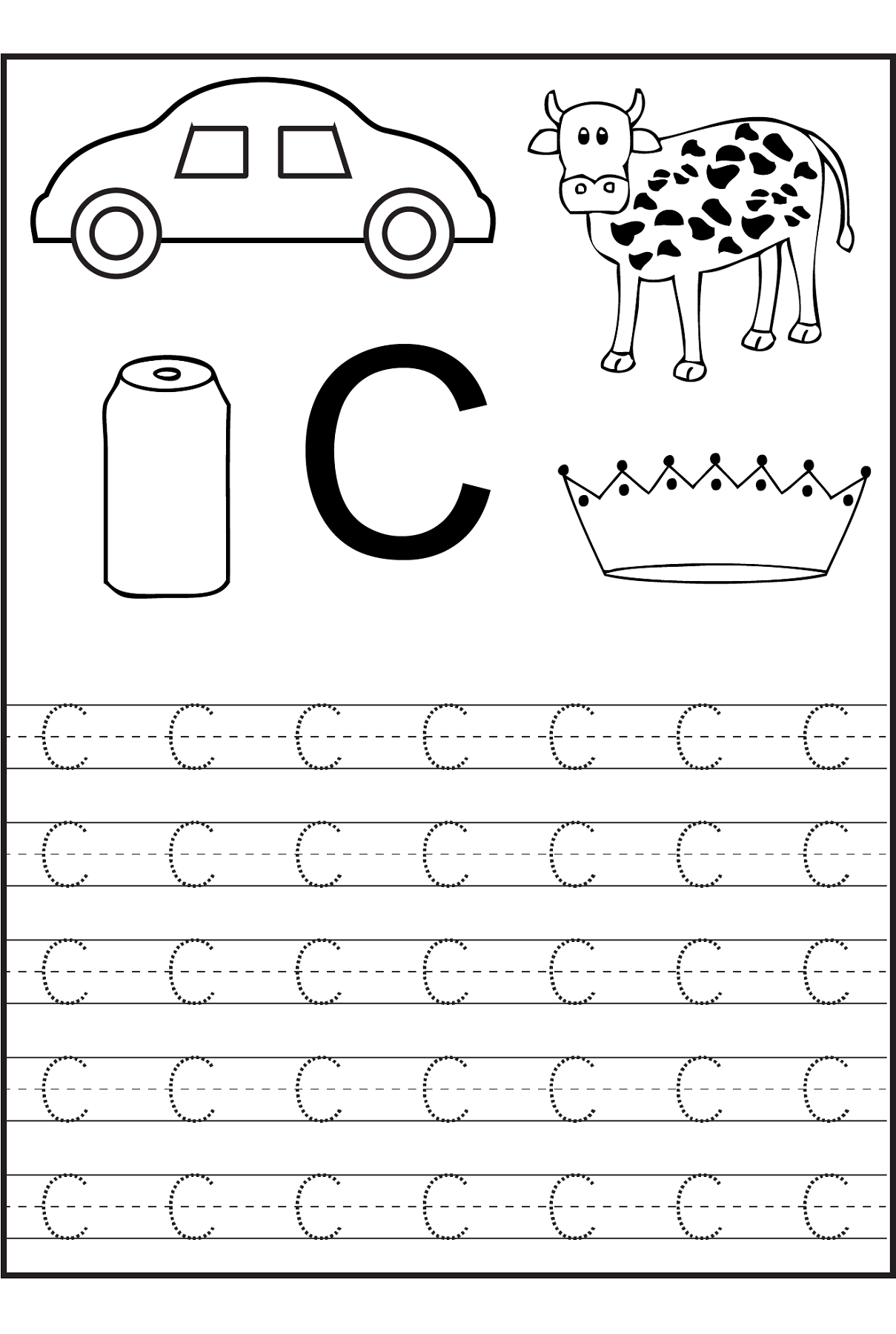 tracing letter c worksheet