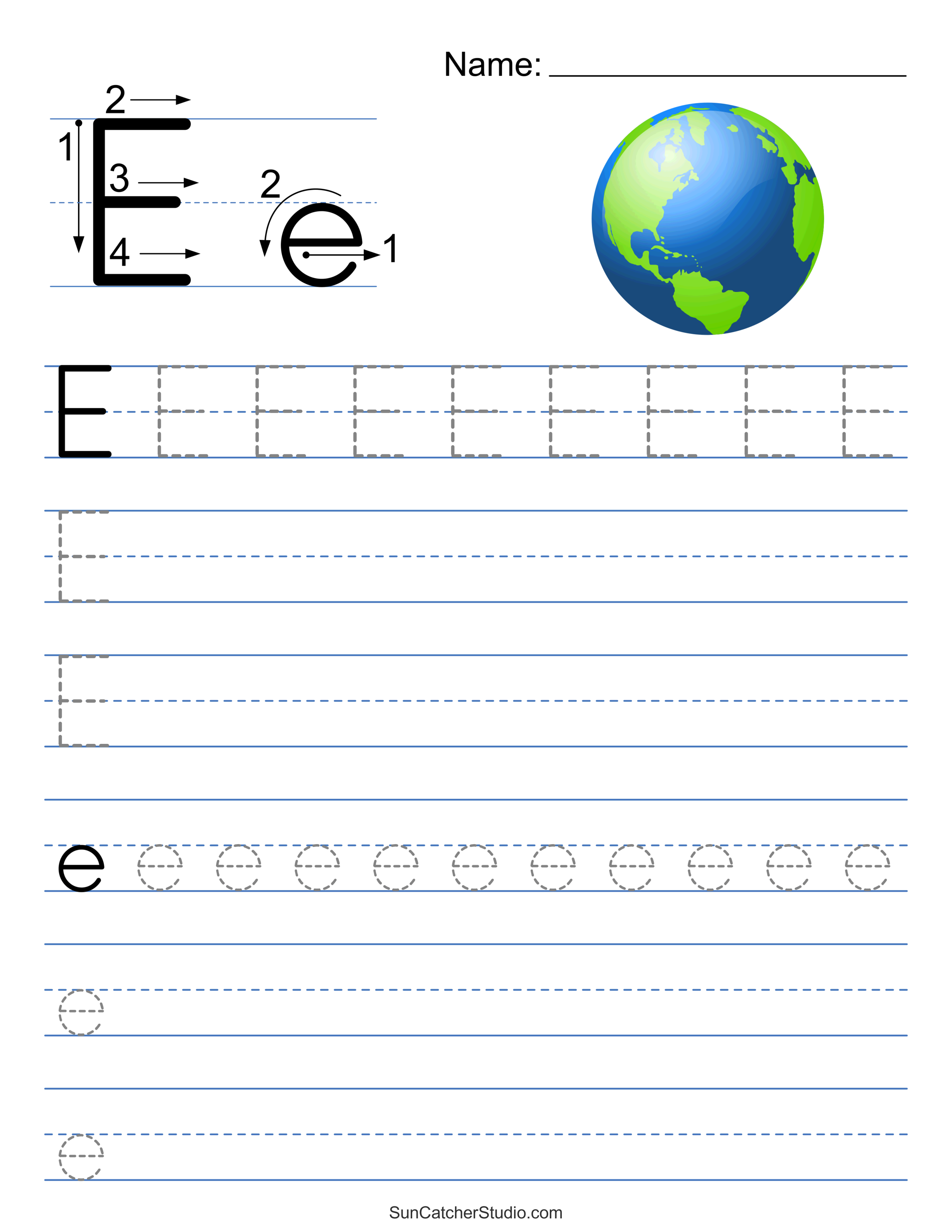 Uppercase Letter E Tracing Worksheet Doozy Moo Worksheets Library