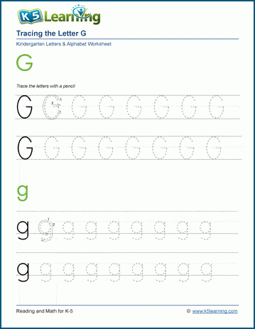 Tracing the Letter G g | Worsheets library