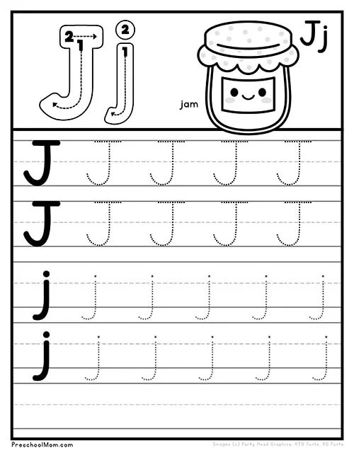 tracing letters a z worksheet j