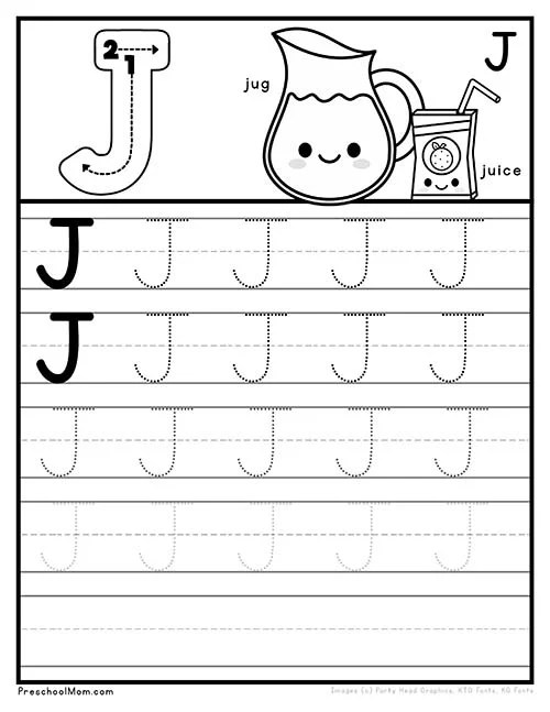 tracing letters a z worksheet j