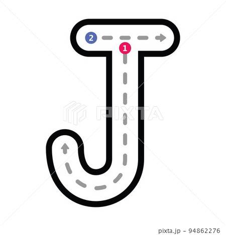 Tracing Alphabet uppercase capital letter J... - Stock ...