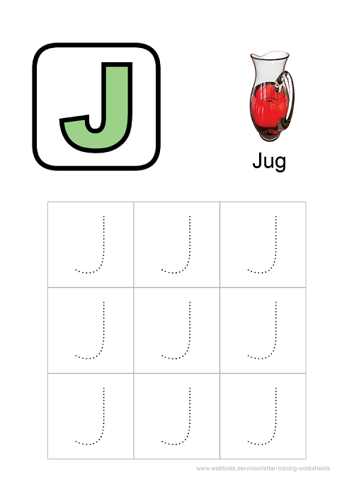 tracing letters a z worksheet j