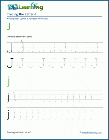 Tracing the Letter J j | Worsheets library