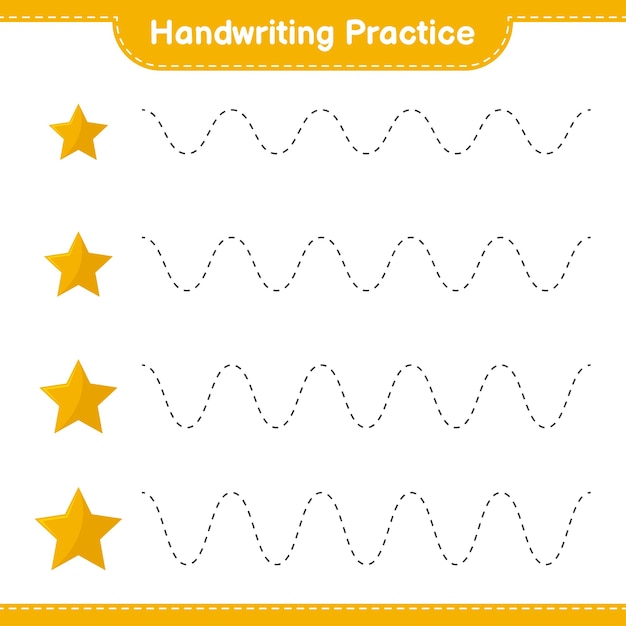 Premium Vector | Handwriting practice. tracing lines of stars ...