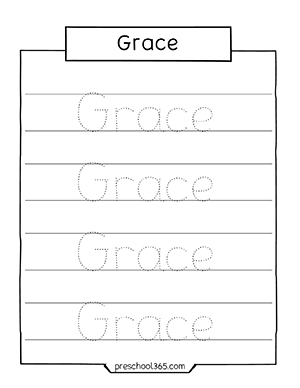 tracing name worksheet for kindergarten
