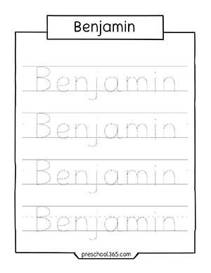 tracing name worksheet for preschoolers