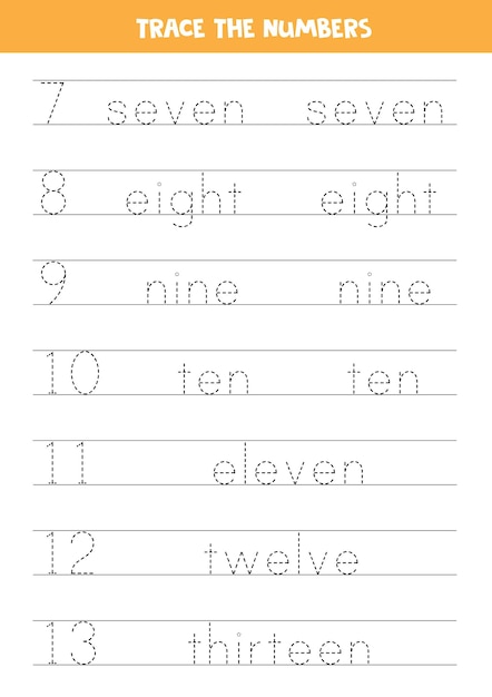 tracing number names worksheet