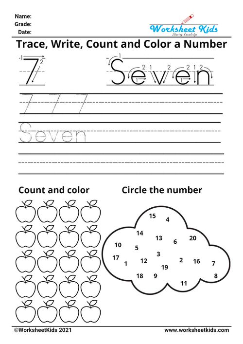 Number tracing, counting, writing, finding 1-20 for Kindergarten ...