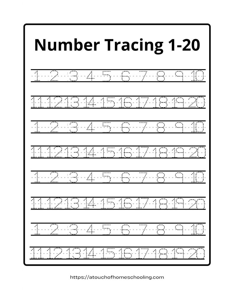 Number Tracing 1-20 PDF - Free Printable Worksheets - Worksheets Library