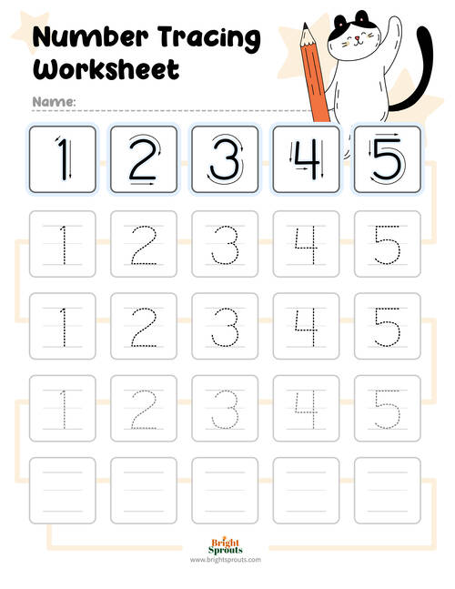 1-10 Number Tracing Worksheets (Free Printable)