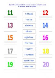 tracing numbers 11 20 worksheet