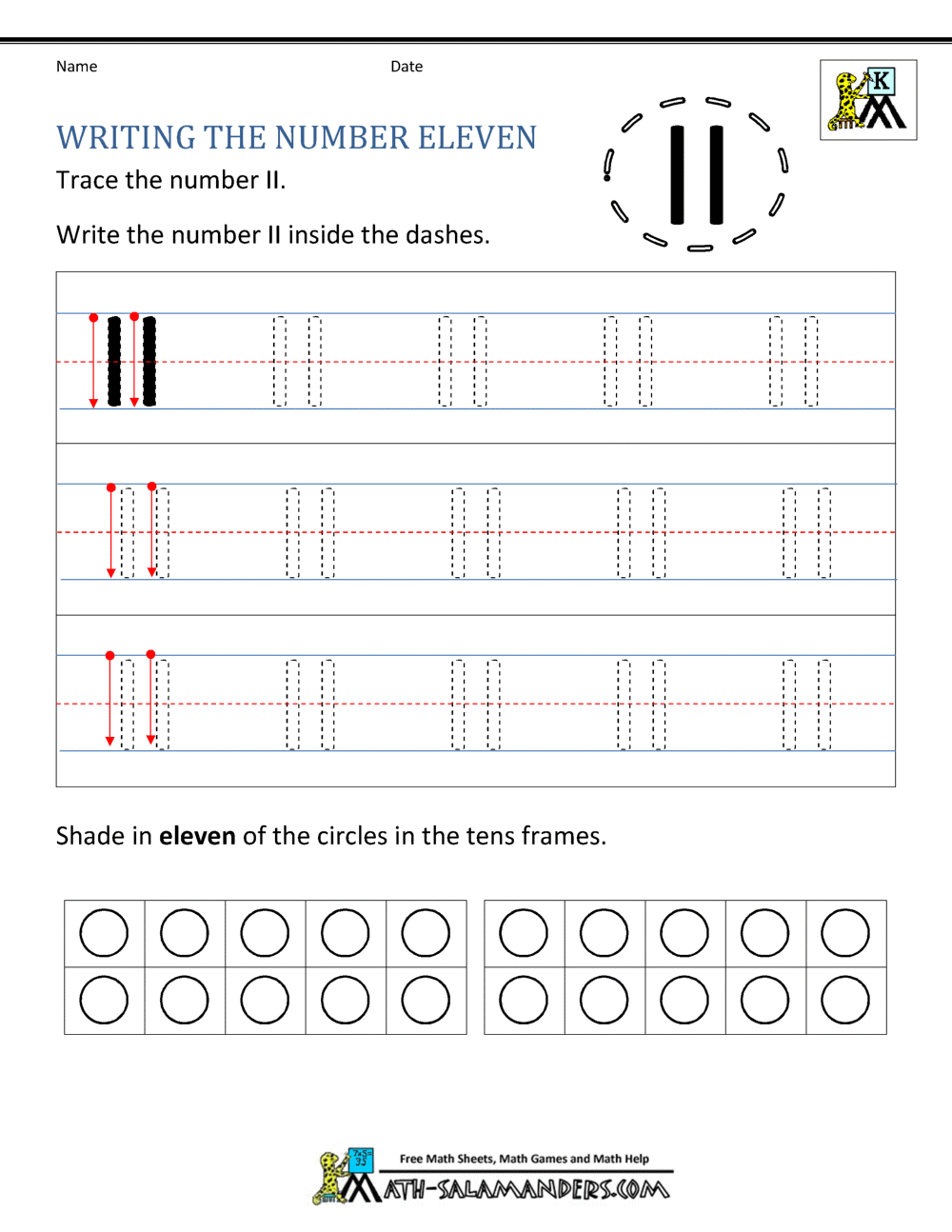 tracing numbers 11 20 worksheet