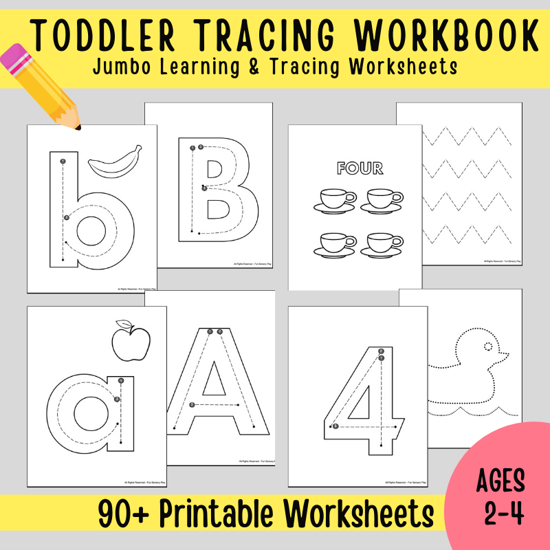 Toddler and Preschooler Tracing Workbook - Instant Download Printable