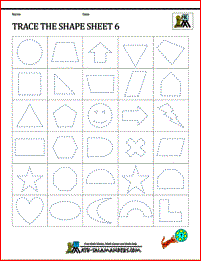 Shape Tracing Worksheets Kindergarten