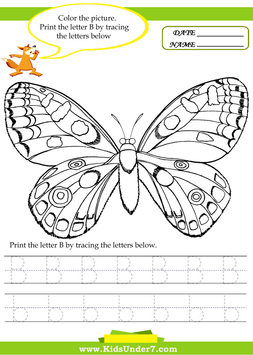 Kids Under 7: Alphabet worksheets.Trace and Print Letter B