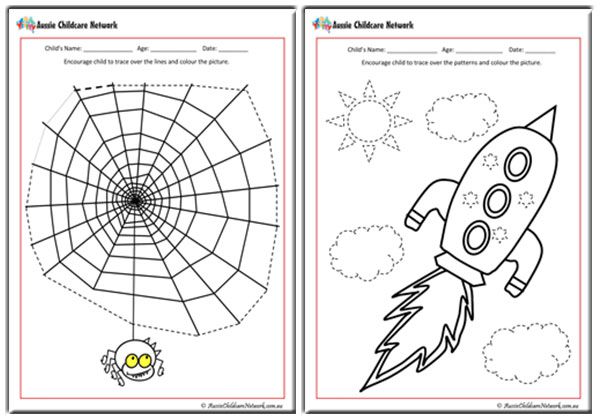 Tracing Pictures Worksheets - Aussie Childcare Network
