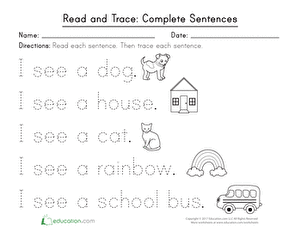 tracing sentences worksheet