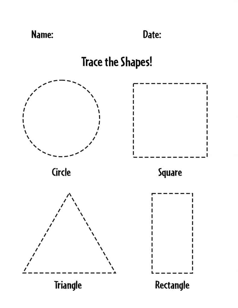 Shape Tracing Worksheets for Preschool! ⋆ The Hollydog Blog