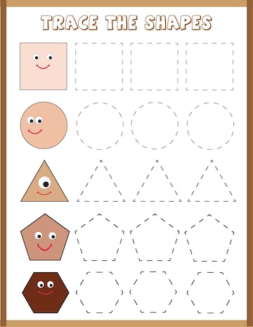 Premium Vector | Handwriting practice for kid trace the shapes ...