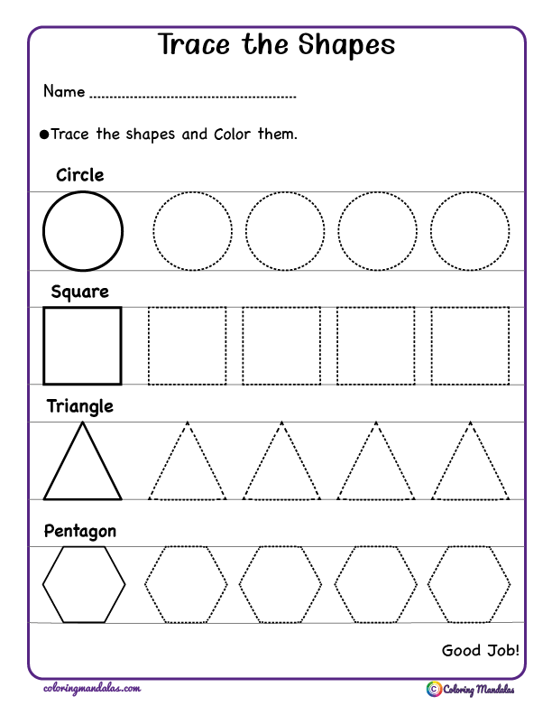 tracing shapes worksheet for preschool