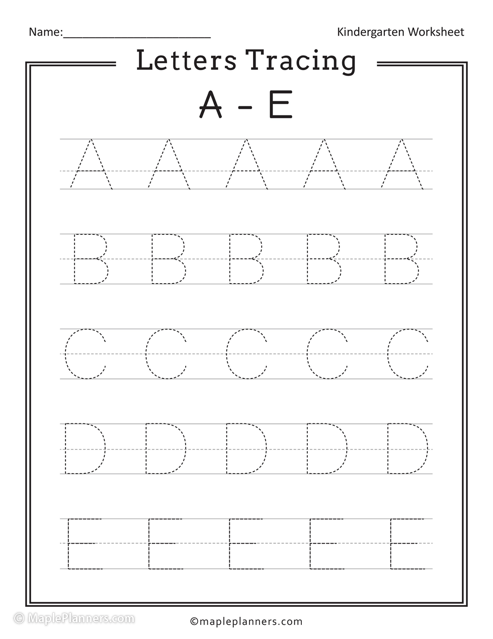 tracing worksheet a to z