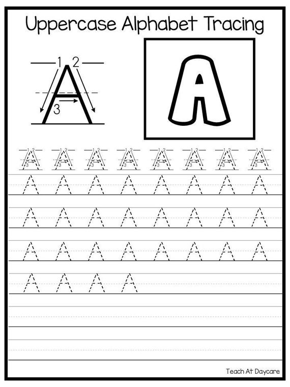 26 Printable Uppercase Alphabet Tracing Worksheets. Preschool ...