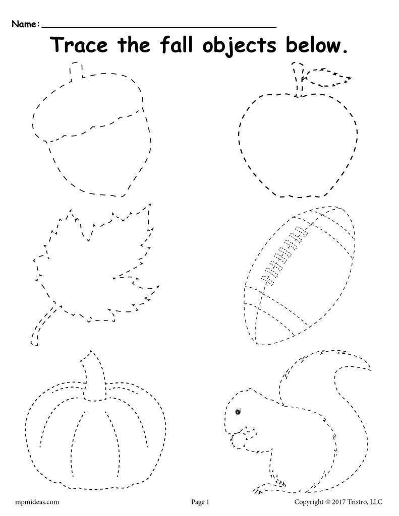 Printable Fall Tracing Worksheet!