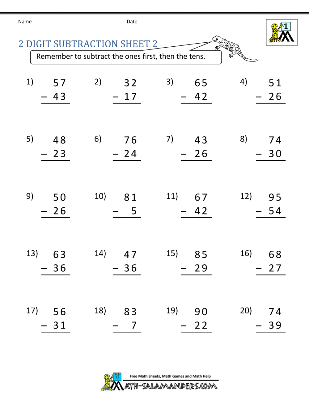 Free trade first subtraction worksheet, Download Free trade first ...