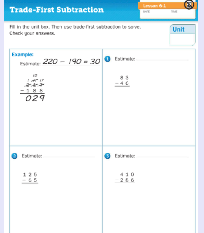Trade First Subtraction | OER Commons - Worksheets Library