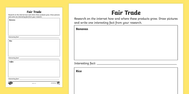 Fair Trade Activity - Fairtrade Fortnight Worksheet