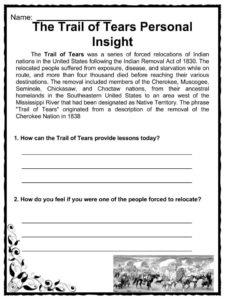 trail of tears worksheet