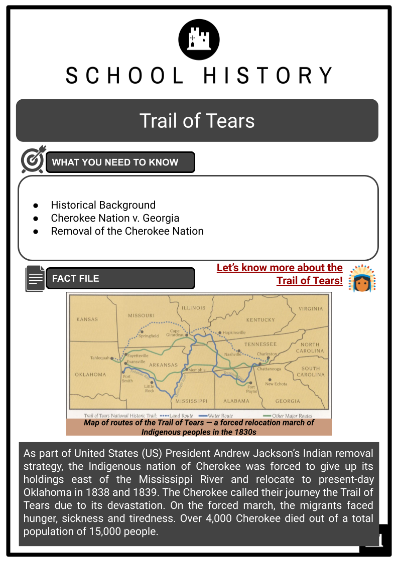 trail of tears worksheet