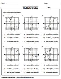 Transformation Worksheets - Reflection, Translation, Rotation