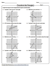 Transformation Worksheets - Reflection, Translation, Rotation