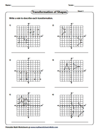 Transformation Worksheets - Reflection, Translation, Rotation