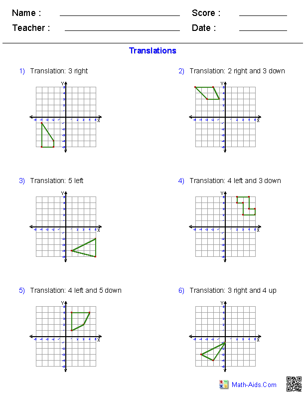 transformations math printables