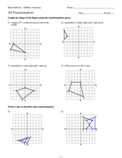 Geometry: Transformations Practice Worksheet for 9th - 12th Grade ...