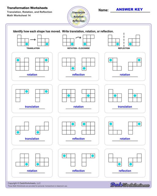 transformations math worksheet