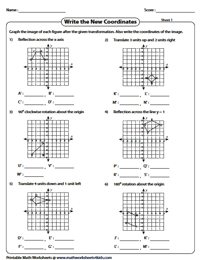 Transformation Worksheets - Reflection, Translation, Rotation