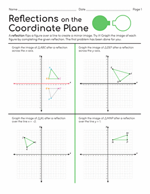 Reflections on the Coordinate Plane | Worksheet 