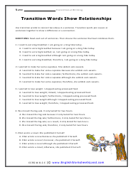 Transitional Writing Worksheets