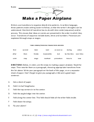 transition word worksheet 4th grade