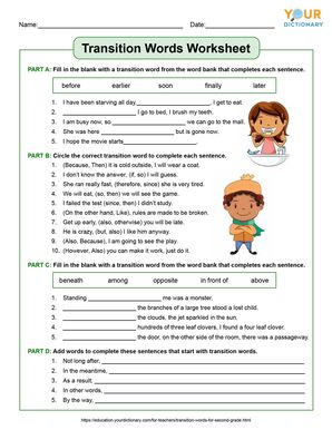 Transition Words for 2nd and 3rd Grade Students | YourDictionary