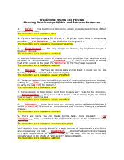 transition words and phrases worksheet
