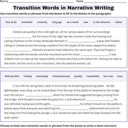 Printable 7th Grade Transition Word Worksheets 